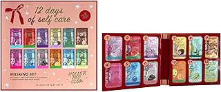 Holler And Glow 12 Days of Self Care Facial Mask Set, Valentine's, Hydrating Hyaluronic Acid, Moisturizing, Calming, Illuminating, Smoothing, Detoxifying, Brightening Vitamin C, 12 Piece Gift Set