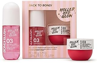 Holler And Glow Back To Bondi Pink Dragon Fruit Body Mist & Body Butter Duo, Body Spray & Hair Perfume, Vacation Lotion For Dry Skin, Must Have For Women & Teen Girls, Long Lasting, 2 Piece Gift Set