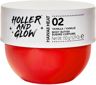 Holler And Glow Hawaii Heat Vanilla Body Butter, Body Butter For Women, Smells Good, Body Lotion For Extremely Dry Skin, Moisturizing, Nourishing, Shea Butter, Peony, Amber Scented, 5.29 Oz